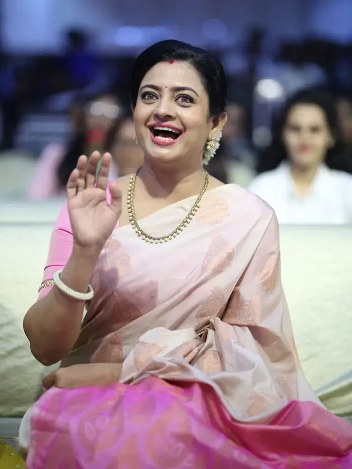 Indian Actress Indraja Images in Pink Colour Saree